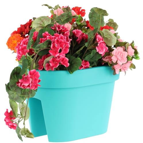 botle Balkonglåda, blomlåda, räcklåda, balkonglåda, räcke, kruka 39,5 cm | 12,3 l turkos balkongblomlåda, oval