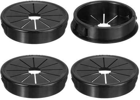 QUARKZMAN 4 Stück Kabeldurchführung Schreibtisch Schwarz, Nylon, 1,77 (45mm) Montage, Kabeldurchführung Tisch Rund für Tisch Büro Arbeitsplatten