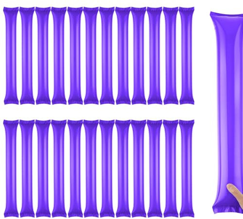 Abeillo Pack of 24 Thunder Sticks, Bam Bam Inflatable Sticks, Thicken Cheering Boom Sticks, Team Spirit Sticks, Inflatable Plastic Boom Noise Maker for Sports Events Dance (Purple)