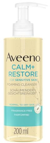 Aveeno CALM+RESTORE Gel zu Schaum Gesichtsreiniger, 200ml | Entfernt Make-Up, wasserfeste Mascara + für ein Feuchtigkeitsgefühl auf der Haut, für empfindliche Haut, parfümfrei