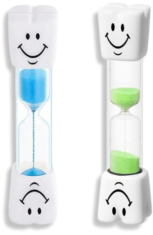 KEQAR 2 Pièces Sablier Smiley pour Enfants Minuteur de Brossage de Dents 2-3 Minutes (Bleu et Vert)