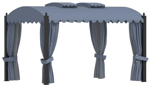 Générique Tonnelle avec Rideaux 3x4 m Anthracite Acier,Auvents & abris,53.82KG-48056