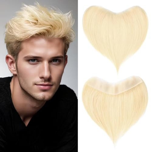 RUNRAYAY Parrucca frontale per uomo e donna, extension in capelli umani, attaccatura dei capelli sulla fronte, toupet in PU skin, 613#, 4,1 x 15 x 16 cm