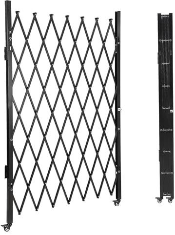 Absperrgitter Baustelle - Mobiler Hundezaun Camping, 1,9m Ausziehbares Anti-Sprungzaun (127x191cm) mit Rollen | Sicherheitstor aus Stahl, Scherentor für Garage, Schule, Garten | Ziehharmonika-Design,
