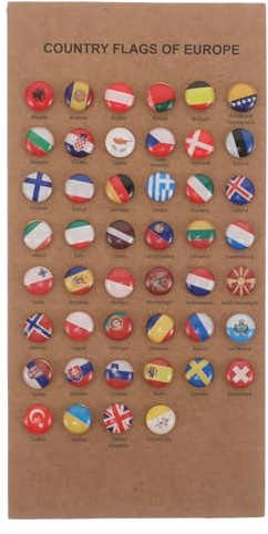 46 Stück Reißzwecken, mit Europa Länderflaggen | Leicht zu Verstauen und Tragbar, für Klassenraum, Dekorativ und Farbbeständig, Arbeitsplatz und Geschenk