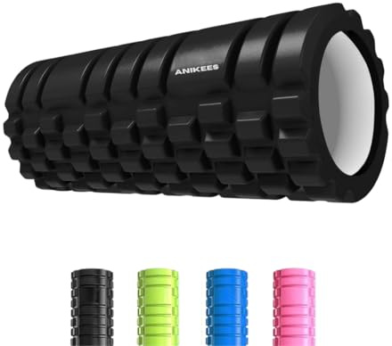 Anikees EVA Foam Roller for Deep Tissue Massage & Muscle Recovery – 14 cm × 33 cm × 14 cm – Ideal for Yoga, Pilates, Gym & Physical Therapy – Durable & Lightweight Fitness Roller (Black)