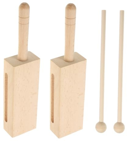 GARVALON Holzblockinstrumente und Verbesserte Performance 2 Satz mit Griff und Schlägel Rhythmusinstrumente Einfache Handhabung für Professionelle Musiker und Anfänger