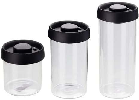 Carousel Home Set of 3 Glass Storage Jars with Vacuum Pump | 500ml 1000ml 1500ml Food Storage Containers with Airtight Lid for Kitchen Storage | Glass Jars with Lid