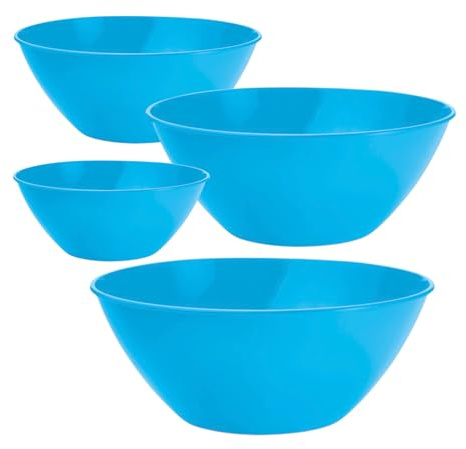 Generico Set 4 Ciotole Insalatiera in Plastica, 20cm 24cm 28cm 32cm, Design Minimal e Resistente, Ideale per Insalata, Zuppiera e Cucina, Bacinella Plastica Pratica per Ogni Esigenza (Blu)