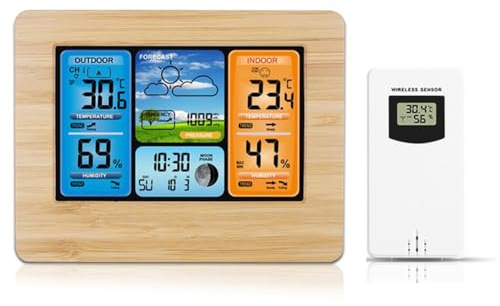 Jnchdghwa Stazione Meteorologica Digitale Fili Inclusa Orologio Barometro Termometro Igrometro Display Previsioni Meteo