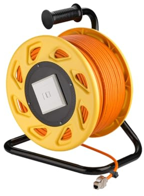 Netzwerk Kabeltrommel 50 m, Cat 7A, RJ45 Keystone Buchse, Outdoor, Orange