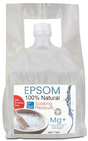 bleu & marine Bretania - Sal de Epsom Natural 99% Magnesio | Mejora Función Cardíaca | Elimina Toxinas | Mejora Sueño y Concentración | Alivia Dolores | Exfoliante Natural, Blanco, 10000g