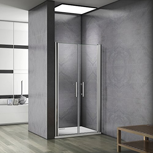 Box Doccia Nicchia Vetro 80x195cm Cabina Apertura A Battente Doccia Temperato Trasparente Anticalcare