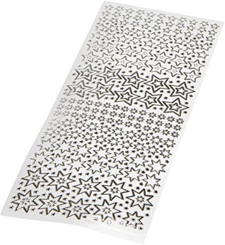 Anitas - Adesivi per contorni, stelle scintillanti, argento su bianco, per scrapbooking, creazione di biglietti, giochi per bambini, compiti, arte, artigianato, decorazioni, carta, cartone, vetro,