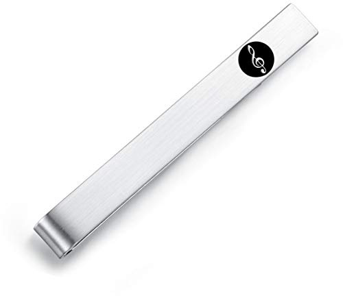 HONEY BEAR Musik Note Violinschlüssel Hochwertig Herren Krawattennadel Krawattenklammer Tie Clip aus,Silber gebürstet (Silber gebürstet)