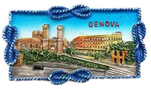 Kühlschrankmagnet Genua, Genova, Italien, Kunstharz, 3D-Städtetrip, Reise-Souvenir, Sammelaufkleber