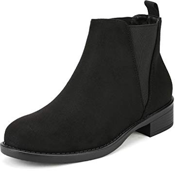DREAM PAIRS Women's Ankle Boots Chunky Low Heel Chelsea Booties Slip On Elastic Fall Short Boots,Size 9.5,Black,ISABELLA-2