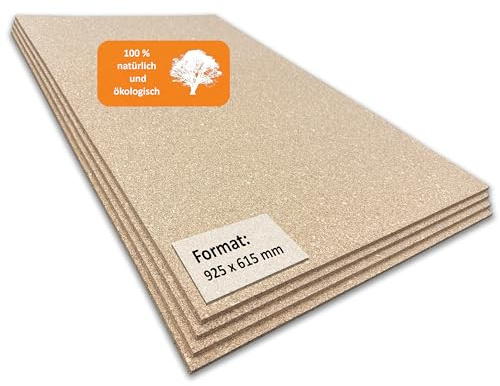 TRECOR® Pinnwand Korkplatte [Format: 925 x 610 mm] - 5 mm Stärke - Hochelastisch und Antistatisch - hochwertige Kork Platte - Einseitig geschliffen - (1 Stück)