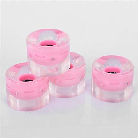 without brand FJY-Ruedas, glatte Kugellager, 4 Stück Skateboard-Rollen mit klarem LED-Licht, 60 mm Rollen, langlebiges Longboard Penny Board Skateboard, 3 Farben (Farbe: Rosa)