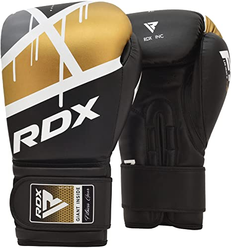 RDX Gants de Boxe Muay Thai d'entrainement, Maya Hide Cuir Mitaines, Ego Pro Sparring Kickboxing MMA Boxing Gloves, Gant pour Sac de Frappe Pattes d'ours Training, Homme Femme Adulte 8 10 12 14 16 oz