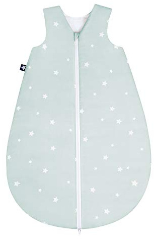 Julius Zöllner Baby sommarsovsäck av 100% bomull, storlek 90, 12–24 månader, standard 100 av OEKO-TEX, tillverkad i Tyskland, Star Mint
