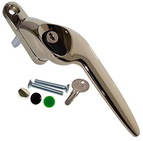 Yale Quartus Cranked Espag Locking Window Handle - Champ. Gold, Right, 40mm