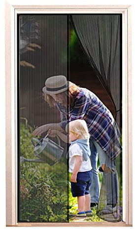 WEIZON Fly Screen Door 110 x 200 cm for Automatically Close The Corridor Patio Door Mosquito NetEasy to Install Without Tools (Black)