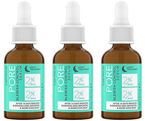 Catrice Pore Blemish Control Serum, Gesichtsserum, Transparent, Anti-Pickel, glättend, pflegend, für unreine Haut, vegan, ölfrei, ohne Parfüm, ohne Alkohol, 3er Pack (3x30ml)