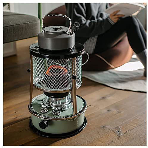 LINGOSHUN Petroleum Stove for Indoor Use 4.5 L 2600 W, 2 in 1 Portable Petroleum Heater,Camping Stove Heating Without Electricity(Color:Green)