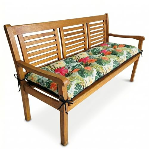 4L Textil Bankauflage Outdoor Gartenbankauflage Hollywoodschaukel | 150x40cm | Blumen | Ohne/Mit Rückenlehne | Sitzkissen | Bankkissen | Gartenstuhlauflagen