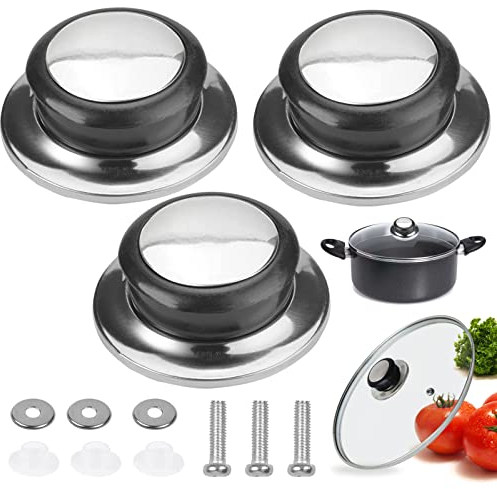 3 Piezas Pomo Tapa Olla,Pomo Tapa Cacerola,Perillas Pomo Recambio Tapadera,Antiescaldantes,Resistente al calor, tapa de olla mango de elevación para Tapa de Acero Inoxidable Para Olla,Tapa de Vidrio