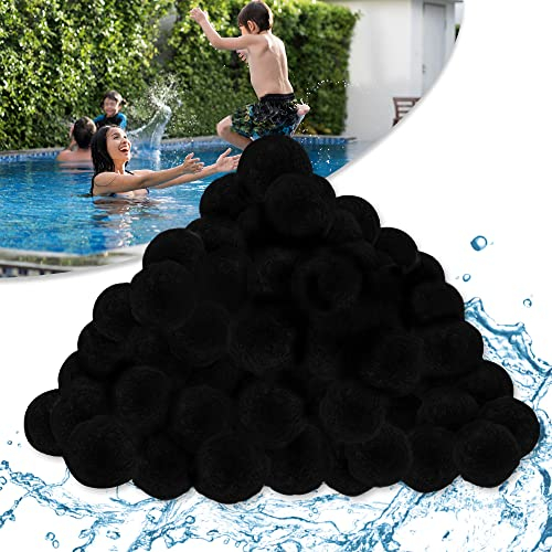UISEBRT Filterbälle Pool 1400g - Filter Balls Sandfilter ersetzen 50kg Filtersand,Schwarz