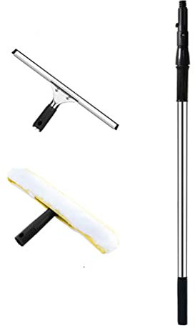MQZHUK Stahlstiel 120cm/240cm Teleskop-Stange Stange Fensterreiniger-Set Teleskopstiel mit Fensterwischer Fensterwischer Microfaser zur Glasreinigung für hohe Fenster (120cm)