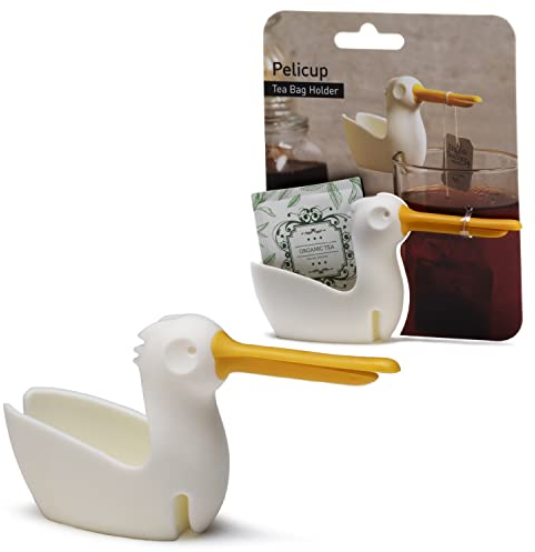 Peleg Design Pelicup : Porte-Sachet de thé – Support Amusant en Forme de pélican pour Tasse avec Repose-Sachet de thé, Support en Silicone pour sachets de thé, Support de Sachet de thé