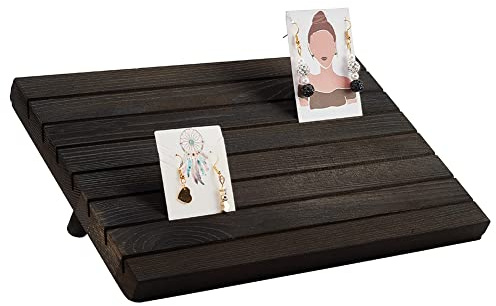 nbeads 7 Slots Holz Ohrring Display Ständer, tragbares Holz Ohrring Kartenhalter mit 2 abnehmbaren Stiften Schwarz Schmuck Ohrring Ring Display Ohrring Halter Organizer Tray für den Verkauf, 29x19 cm