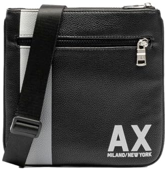 Armani Exchange Men's Long Island, side band Flat Crossbody Black,One size