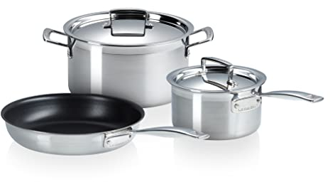 Le Creuset Set de Cacerolas de 3 Piezas Acero Inoxidable 3-Ply, 53808000010050