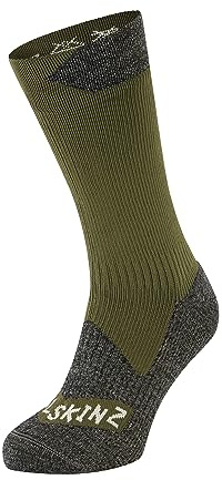 Sealskinz Raynham, calzino impermeabile per tutte le condizioni atmosferiche, media lunghezza, verde oliva e grigio screziato, L