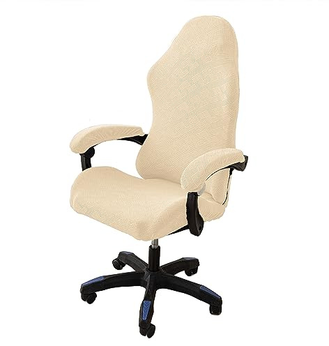LIFEDX Gaming Stuhl Bezug Gamingstuhl Bezüge 4 Stück,Gaming Stuhlhussen mit Armlehnen/Stuhlrücken Bezug/Bürostuhl Bezug,Dehnbare Abnehmbar Waschbar für Computerstuhl Gamning-Stuhl,Kein Stuhl - Beige