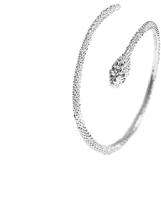 BSLVWG Frauen Armband Silber Schlange Manschette - Offene, Einstellbare Wrap Bypass Armreif - Lustige Biegbare Tier Schmuck für Frauen Mädchen