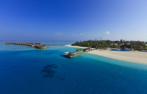 GUOHLOZ Puzzle Erwachsene - Favorite Things | Puzzle 1000 Teile Erwachsene | Puzzel | Puzzle für Erwachsene | Farbverlauf Puzzle | Malediven, Paradise Island, Seebungalow auf Stelzen, 75x50cm
