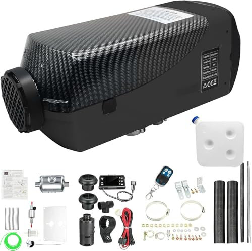 PRIJESSE 5KW Diesel Lufterhitzer, 12V Standhezung Diesel, Luft Dieselheizung, Air Diesel Heizung mit Schalldämpfer&LCD Schalter, Standheizung für Auto RV Boote LKW Wohnmobil Bus (Type2 Schwarz)