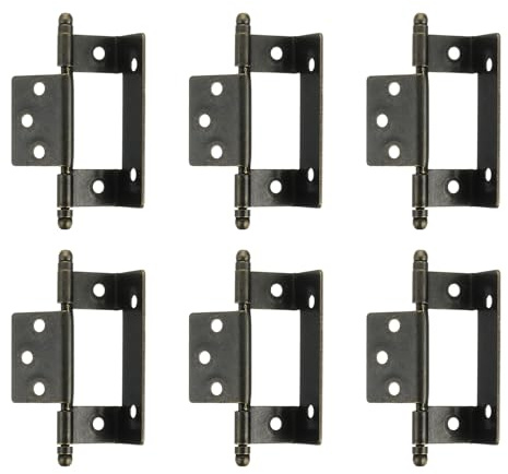 sourcing map Lot de 6 charnières d'armoire à encastrement complet invisibles, 8,6 x 1,9 cm, charnière longue, bronze