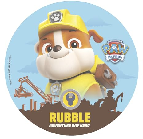 Dekora - Ostie per Torte di Compleanno per Bambini - Cialda per Torta di Rubble Paw Patrol da 20 cm - Decorazioni Commestibili per Torte - Senza Glutine e Senza Lattosio - Adatto ai Vegetariani