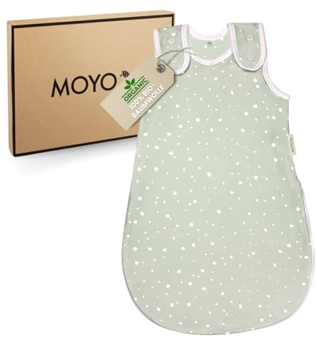 MOYO Baby-Schlafsack in Mint I Atmungsaktiver Winterschlafsack in 74/80 I Gefütterter Ganzjahres-schlafsack 2.5 TOG I Neugeborenen-Schlafsack aus 100% Bio-Baumwolle I Mitwachsender Babyschlafsack