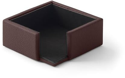 Eglooh - Atena - Notizzettel Box Echtes Leder Dunkel Braun - Zettelbox, Notizklotz, Zettelkasten für Schreibtisch und Büro - cm 11,2 x 11,2 x H.4,5 - Made in Italy