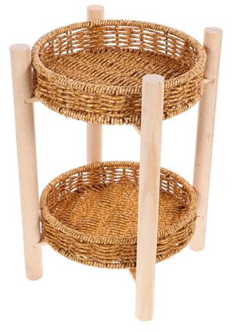 COLLBATH Cesta De Almacenamiento De Frutas Bandeja Redonda Para Mesa Cesta Tejida Escuela Hogar