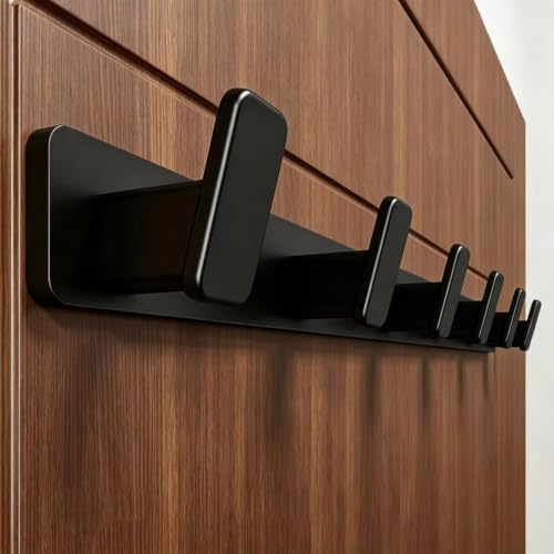 YESENT Aluminum Wall Mounted Coat Hook,Black 5 Coat Hooks,40cm,Screw Fixed