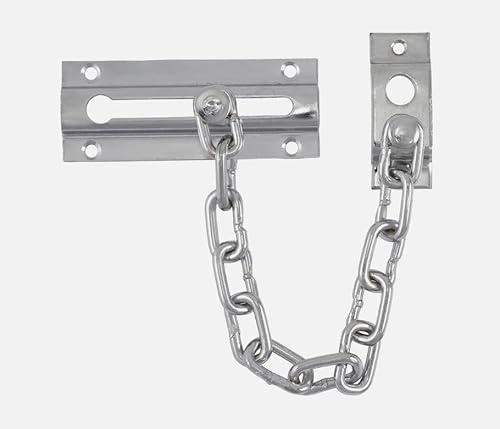 Security Door Chain Heavy Duty Safety Guard Lock Catch 85mm with Screws (Satin Chrome)