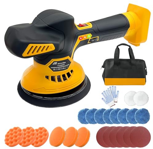 Cordless Buffer Polisher, Car Buffer Polisher 145mm Compatible with Dewalt Battery, 6 inch Car Polisher 6 Variable Speed 6000RPM, Buffers Polishers Kit for Car Detailing/Polishing/Waxing(No Battery)